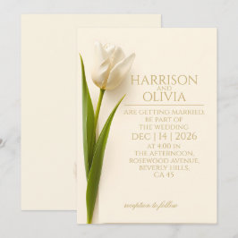 Invitación Tulipán Blanco Minimalista Elegante Boda Moderna