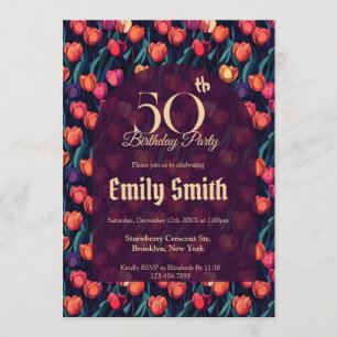 Invitación Tulipán Colorido Tema Cumpleaños Ella