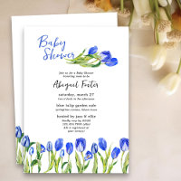 Tulipán de primavera florido azul Baby Shower
