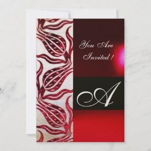 Invitación TULIPÁN DE TERCIOPELO ROJO MONOGRAMA Burdeos Champ