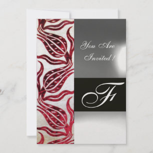 Invitación TULIPÁN DE TERCIOPELO ROJO MONOGRAMA Burgundy Whit