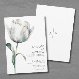 Invitación Tulipán Elegante Floral Blanco Boda