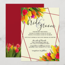 Tulipán en Borgoña y Boda de fondo amarillo