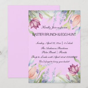 Invitación Tulipán Floral Brunch de Pascua y Huevos
