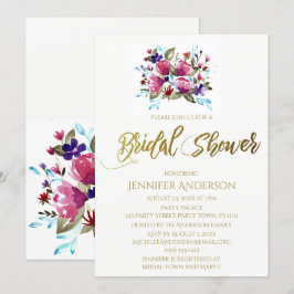 Invitación Tulipán morado rosa Floral Bouquet Briquet Ducha