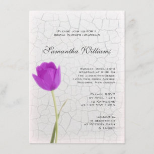 Invitación Tulipán púrpura en ducha nupcial de la pintura del