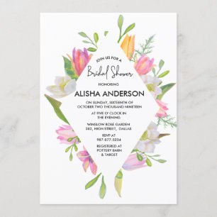 Invitación Tulipán rosa acuarela Floral Brillante