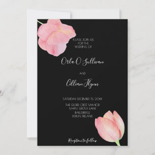 Invitación Tulipán Rosa Elegante - boda moderna minimalista
