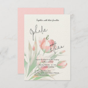 Invitación Tulipán rosa Minimalista