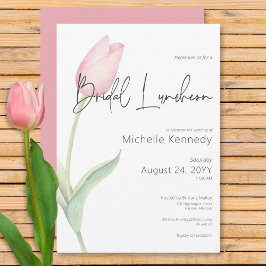 Invitación Tulipán Rosa Moderno Solitario Almuerzo Nupcial