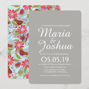 Invitación Tulipán Rosa Rojo Rosa Mezcla Patrón Boda