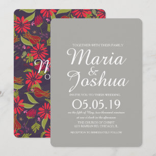 Invitación Tulipán Rosa Rojo Rosa Mezcla Patrón Boda