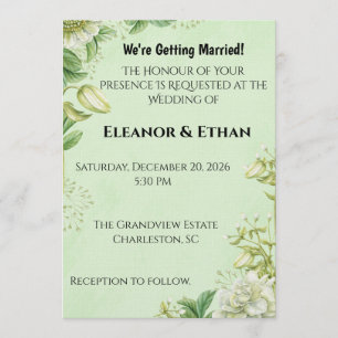 Invitación Tulipán Vibrante Amarillo y Ranúnculo Boda Formal 