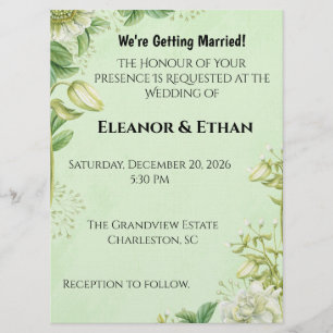 Invitación Tulipán Vibrante Amarillo y Ranúnculo Boda Formal 