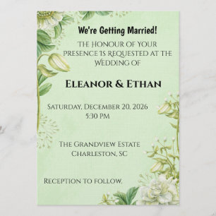 Invitación Tulipán Vibrante Amarillo y Ranúnculo Boda Formal 