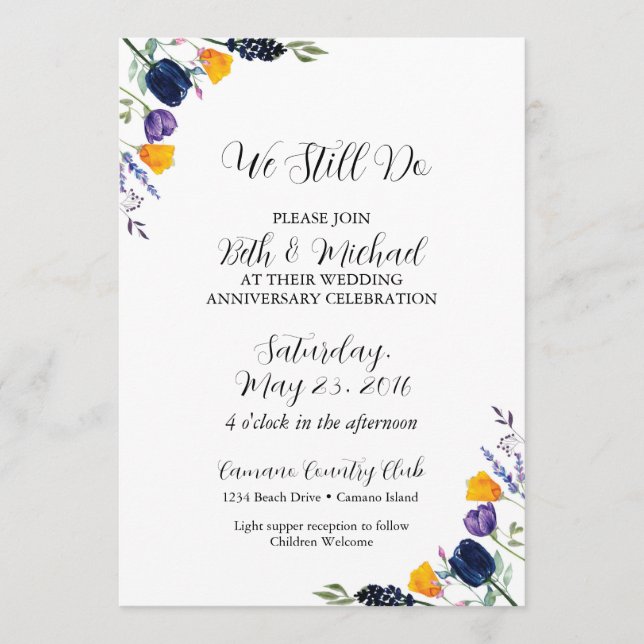 Invitación Tulipán y Flor Silvestre Seguimos Haciendo Anivers (Anverso)