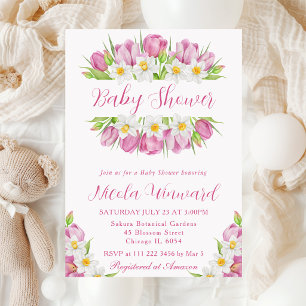 Invitación Tulipanes acuarelas y Baby Shower de Daffodils