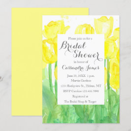 Invitación Tulipanes amarillos acuarela flores de novia ducha