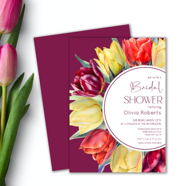Invitación Tulipanes amarillos de primavera acuarela Ducha de (Subido por el creador)