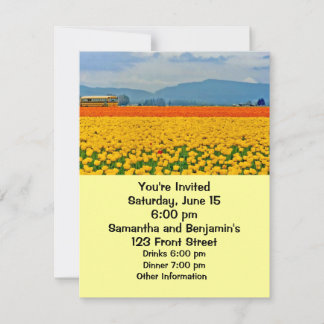 Invitación Tulipanes amarillos y bus escolar