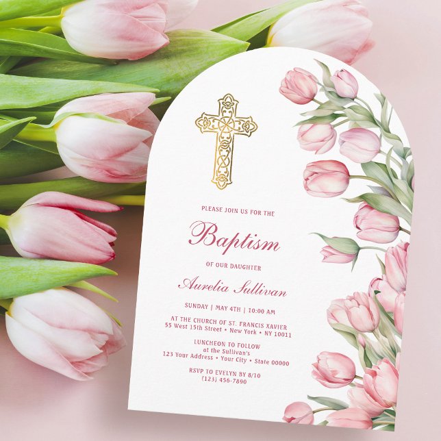 Invitación Tulipanes Arco Bautizo Acuarela (Subido por el creador)