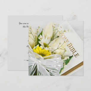 Invitación Tulipanes blancos de boda y margarita sobre la Bib