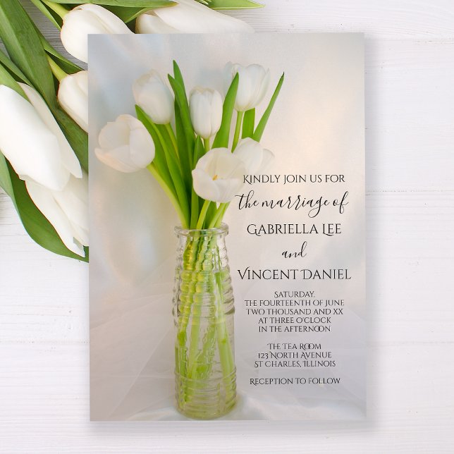 Invitación Tulipanes blancos en la boda de primavera de botel (Subido por el creador)