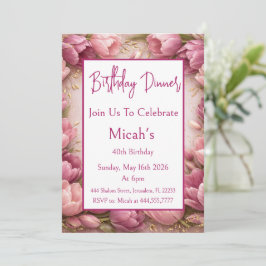 Invitación Tulipanes Blancos Lila Claro, Femenino Moderno Acu
