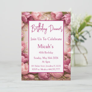 Invitación Tulipanes Blancos Lila Claro, Femenino Moderno Acu