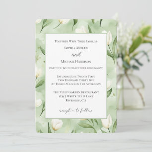 Invitación Tulipanes Blancos Verdes Bonitos Boda
