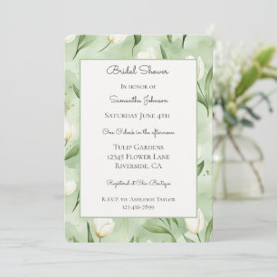 Invitación Tulipanes Blancos Verdes Bonitos Desayuno Nupcial