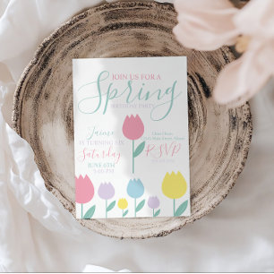 Invitación Tulipanes bonitos de primavera Cumpleaños con flor