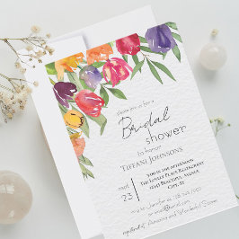 Invitación Tulipanes brillantes y duchas de novias verdes