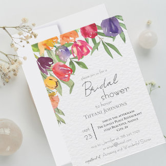 Invitación Tulipanes brillantes y duchas de novias verdes