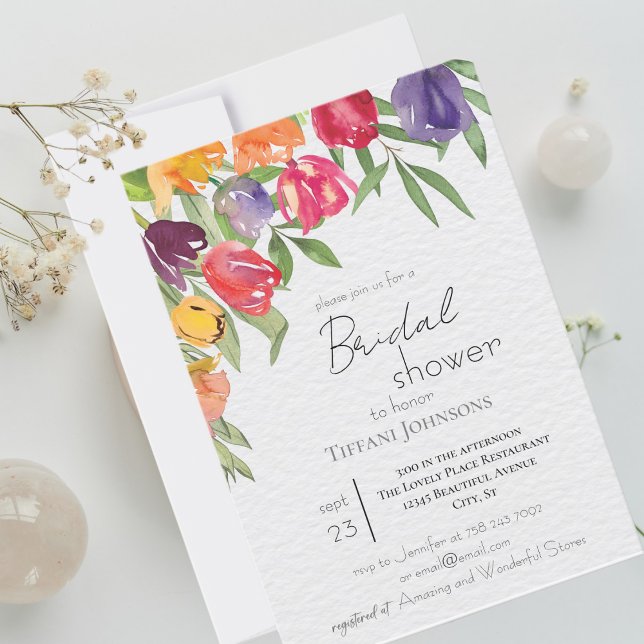 Invitación Tulipanes brillantes y duchas de novias verdes (Subido por el creador)