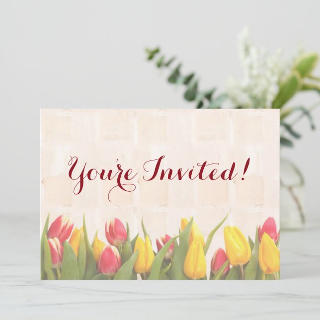 Invitación Tulipanes coloridos de la primavera (Anverso de pie)