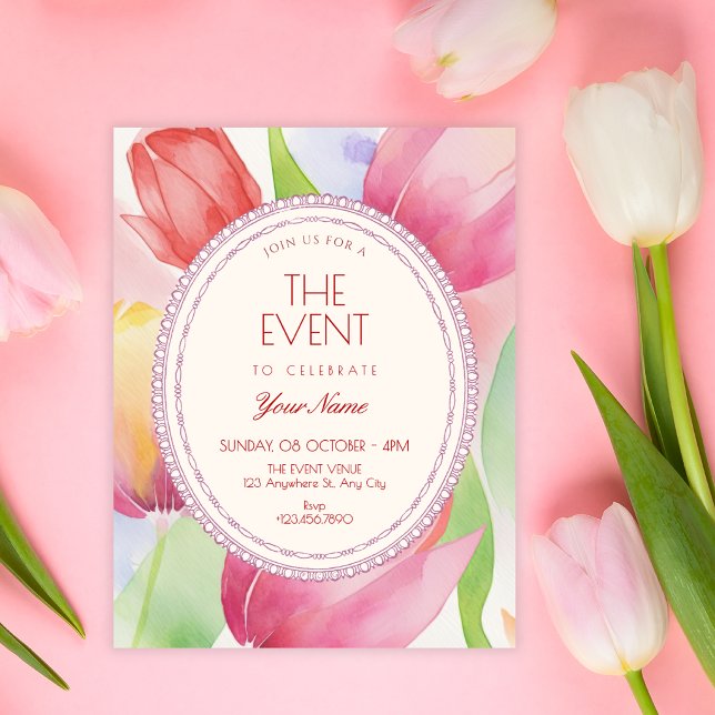 Invitación Tulipanes de acuarela florecen  (Subido por el creador)