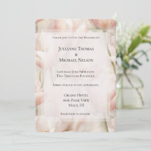 Invitación Tulipanes de crema rosa Rubor Flores de Boda román
