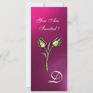 Invitación TULIPANES DE DIAMANTE CON MONOGRAMA , Rosa Púrpura