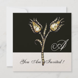 Invitación TULIPANES DE DIAMANTE MONOGRAMA , Metalizado Champ