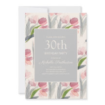 Tulipanes de Flor de Acuarela Rosa Sonrosado Cumpl