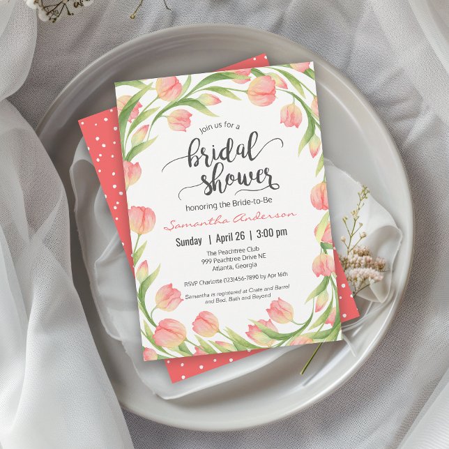 Invitación Tulipanes de primavera Floral Bridal Shower (Available in both printed and instant download digital formats.)