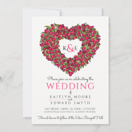 Invitación Tulipanes de primavera roja dibujo boda de corazón