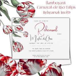 Invitación Tulipanes de Rembrandt Rojo y Blanco