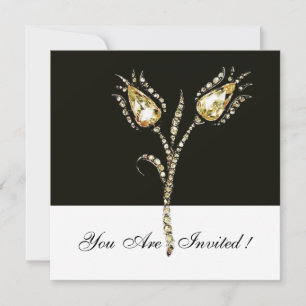 Invitación TULIPANES DIAMANTE, Negro y Blanco