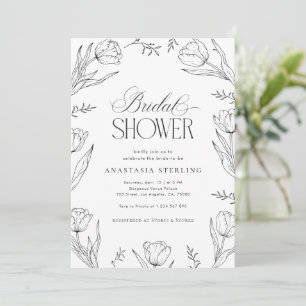 Invitación Tulipanes Dibujados a Mano Regalo de Ducha Nupcial