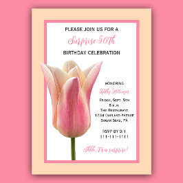 Invitación Tulipanes Elegantes para Cumpleaños Sorpresa de 50