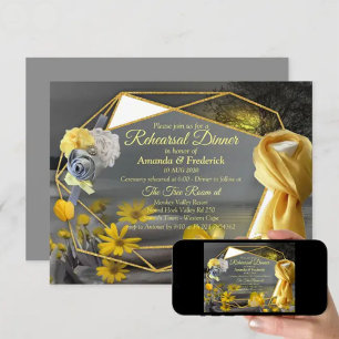 Invitación Tulipanes grises y amarillos, margaritas con puest