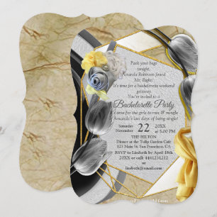 Invitación Tulipanes grises y amarillos sobre la textura