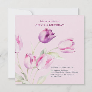Invitación Tulipanes Morados Elegantes